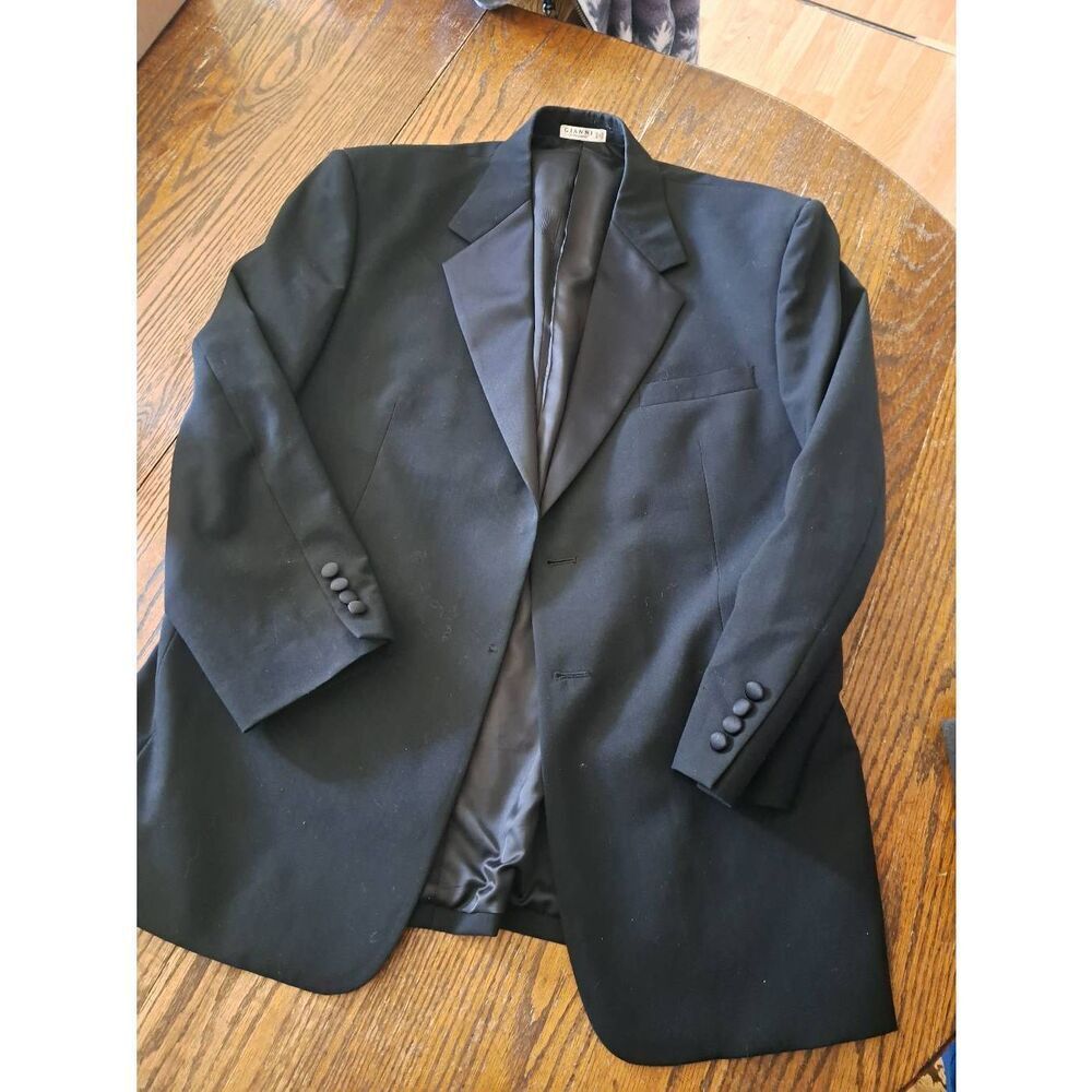 43 Regular Gianni Roma Black Wool Ventless Suit Coat Sports Jacket Formal Wear